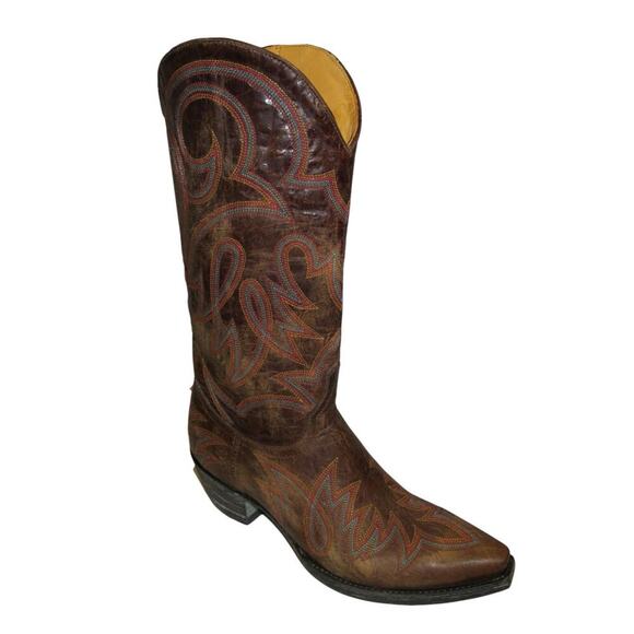 Old Gringo Lauren 13" Western Cowgirl Boots In Brass Leather Snip Toe Size 9 - Picture 2 of 16
